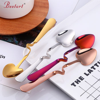 New 304 Stainless Steel Hanging Cup Spoon Creative Cross-border New V-shaped Z-shaped Heart Spoon Stainless Steel Hanging Cup Spoon