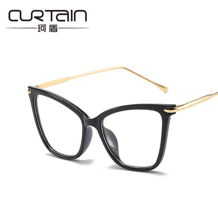 Kedun Cross-Border Supply Large Frame Glasses Cat-Eye Retro 2020 New Style Women's Non-Prescription Glasses Fashionable Trendy Metal Eyewear