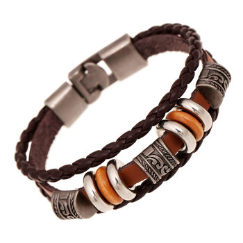 Cross-border Hot Jewelry Simple Handmade Beaded Multi-layer Leather Bracelet European and American Fashion Men's Bracelet