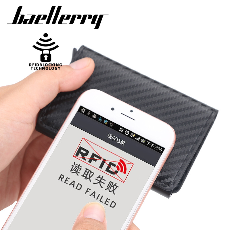 Baellerry New Men's Card Holder Retro European and American Anti-Theft Brush Buckle Dollar Multi-Functional Wallet for Men