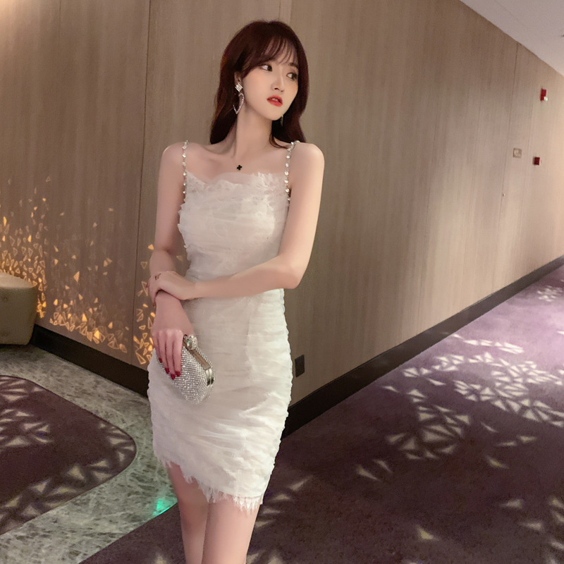 Đầm ren ôm body nữ dáng ngắn gợi cảm — [Trắng], [Đen]