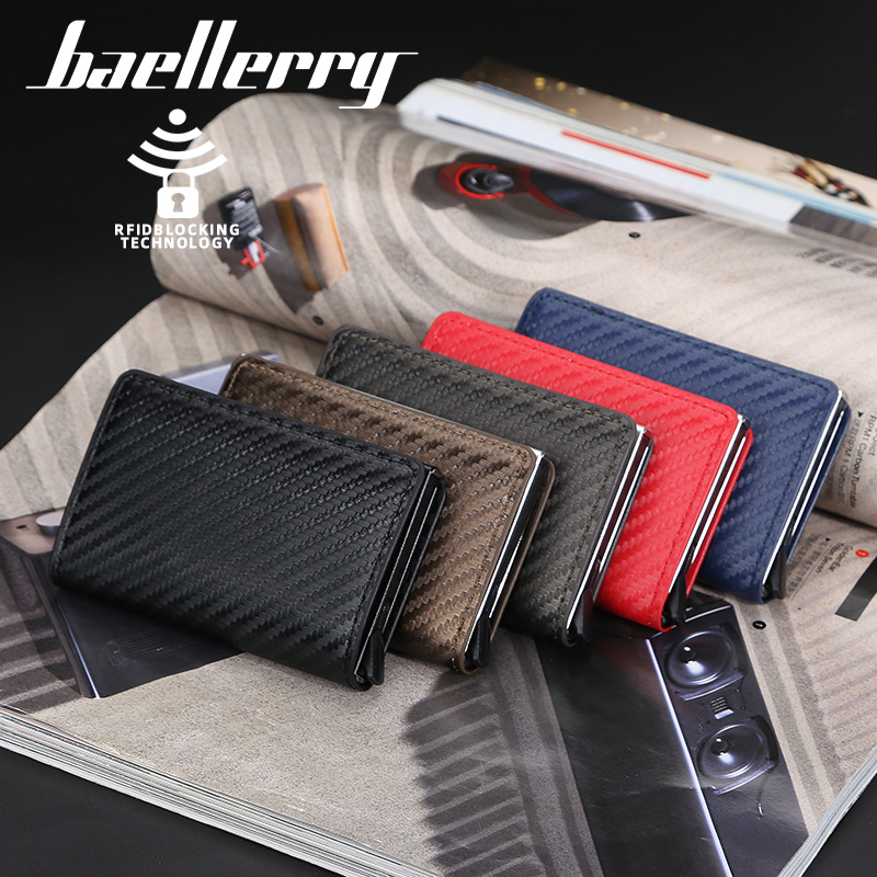Baellerry New Men's Card Holder Retro European and American Anti-Theft Brush Buckle Dollar Multi-Functional Wallet for Men