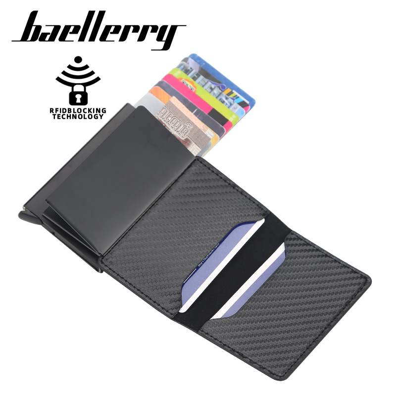 Baellerry New Men's Card Holder Retro European and American Anti-Theft Brush Buckle Dollar Multi-Functional Wallet for Men