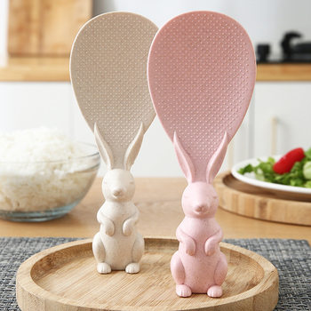 Wheat straw rabbit spoon standing plastic rabbit rice spoon rice shovel household non-stick rice spoon Kitchen rice spoon