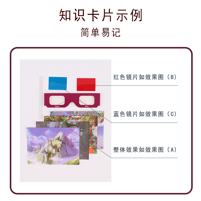 3D红蓝立体眼镜 儿童科技小制作 小学生diy科学实验玩具 科普器材