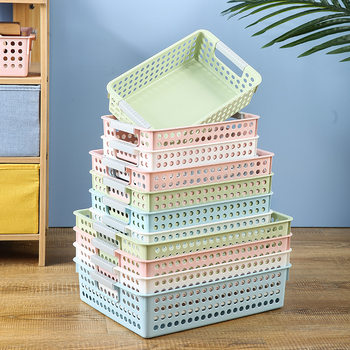 Na family desktop portable plastic storage basket office organizing basket plastic A4 file basket shallow mouth storage box