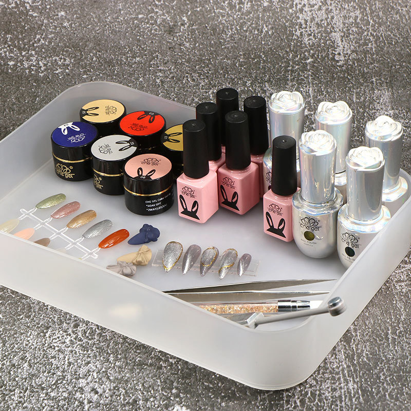 2022 New Japanese Manicure Tools Cotton Box Eyelash Storage Box Dust Brush Desktop Organizer Pen Holder Set