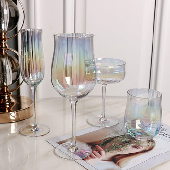 Ins Style Colorful Rotating Wine Glass, Luminous Red Wine Glass Set, Tulip Cocktail Glass