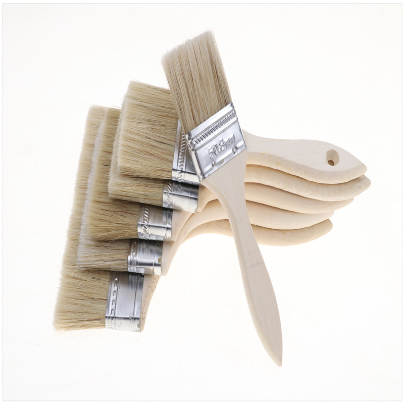 Wholesale Pig Brush Thickened Paint Brush Marine Roller Brush Industrial Wooden Handle Brush Barbecue Brush Ordinary Brown Brush