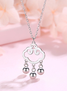 长命锁吊坠女925纯银平安喜乐时尚简约个性小众设计感新款韩版锁