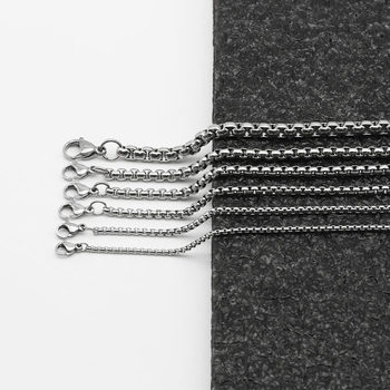 Korean new men's simple titanium steel square necklace fashion pendant accessories stainless steel square pearl chain does not fade