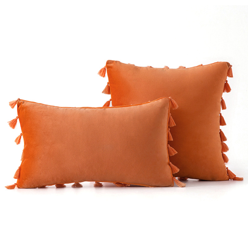 Cross-border ins Style Tassel Super Soft Lisi Velvet Pillowcase Handmade Bohemian Velvet Cushion Cover