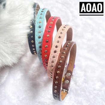 Factory Direct Sales, Hot-Selling Overseas Solid Color Round Bead Pu Leather Cat and Dog Collars, Pet Supplies with Bell, Cross-Border Hot Sale