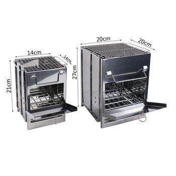 Square BBQ Oven Stainless Steel Folding Oven BBQ BBQ Outdoor Picnic Picnic Charcoal Wood Stove