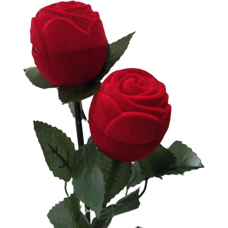 Factory Direct Sales Jewelry Box Red Velvet with Branch Ring Box Velvet Ring Box Fashionable Long Velvet Gift Jewelry