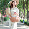 Spot Rattan Picnic Basket Storage Outdoor Hand-held Basket Foreign Trade Gift Handmade Vegetable Basket ins Cross-border Braided Basket