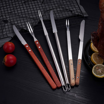 Xizang Lamb Chop Cutter Stainless Steel Barbecue Knife and Fork 2 Piece Set Outdoor Barbecue Steak Grilled Lamb Set Hotel Tools