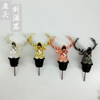 Manufacturer Wholesale Fancy Wine Pourer Wild Deer Head Wine Spout Deer Head Pourer Animal Head Wine Spout Wine Guide