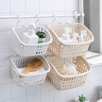 Household Hangable Storage Basket Bathroom Hanging Basket Bathroom Plastic Bath Basket Storage Basket Wall Hanging Storage Basket