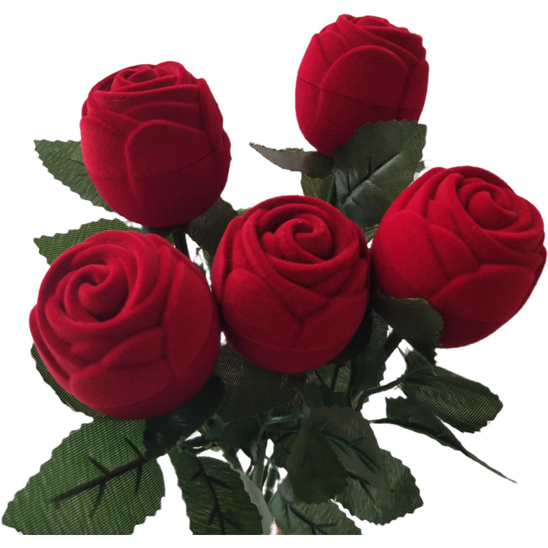 Factory Direct Sales Jewelry Box Red Velvet with Branch Ring Box Velvet Ring Box Fashionable Long Velvet Gift Jewelry