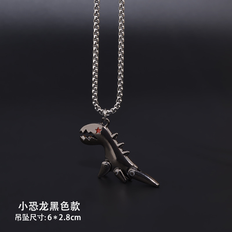 リトルダイナソー（ブラックモデル）（スクエアビーズチェーン長さ70cm）