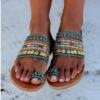 Wish Independent Station New Large Size 43 Copper Beach Sandals Women's Summer Ethnic Style Slip-On Flats Colorfulful Slippers