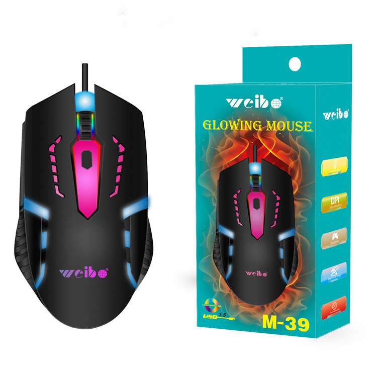 Cross-border E-Sports Luminous Gaming Mouse Weibo Weiboแบบมี...