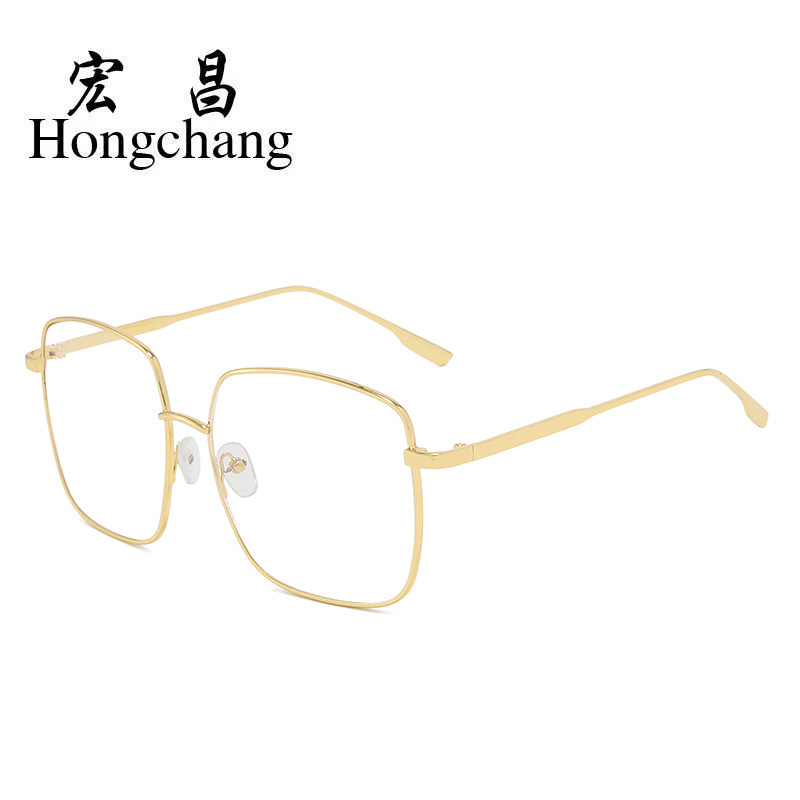 2022 New Blue Film Flat Mirror Large Frame Metal Frame Trendy Student Glasses Men's and Women's Stall Hot Selling Explosions