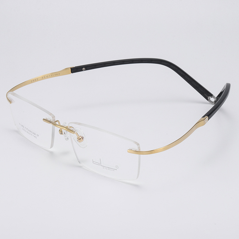 BL white-collar Noble pure titanium men's frameless super elastic temples do not clip face IP plating factory direct 2952