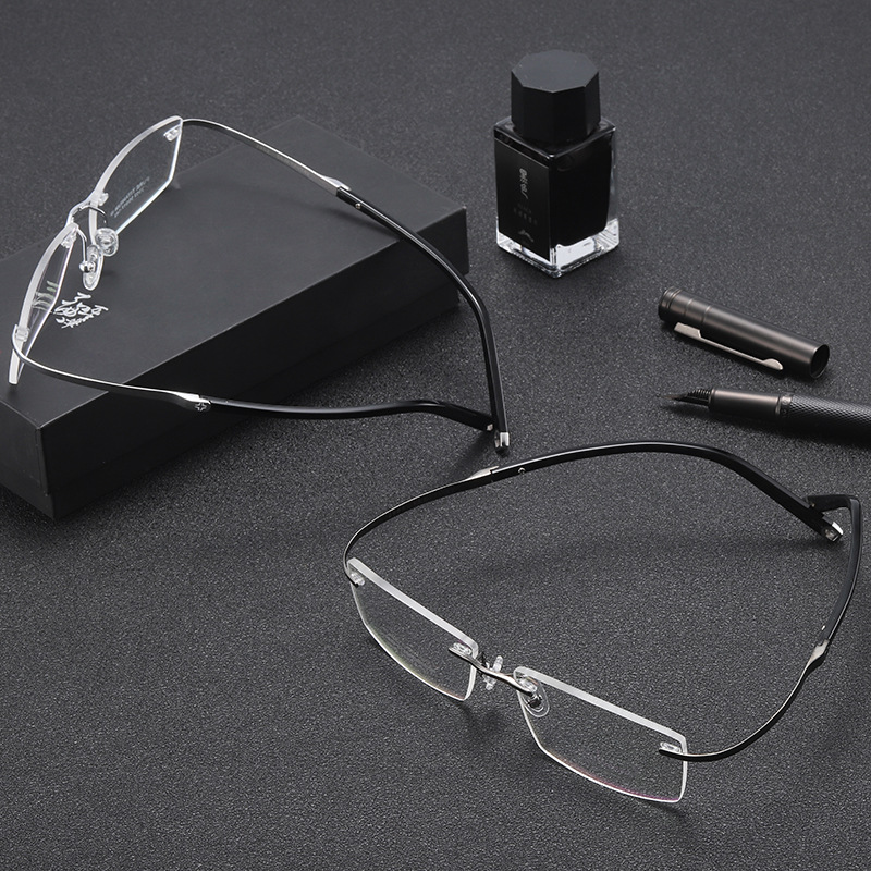 BL white-collar Noble pure titanium men's frameless super elastic temples do not clip face IP plating factory direct 2952