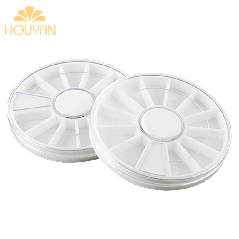 Nail jewelry box 12-grid disc detachable small pearl box rhinestone plate rivet sealed rotating easy-to-use packaging material