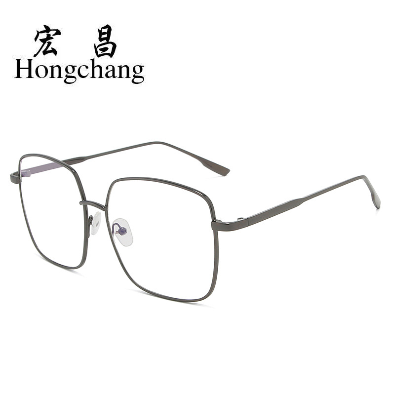 2022 New Blue Film Flat Mirror Large Frame Metal Frame Trendy Student Glasses Men's and Women's Stall Hot Selling Explosions