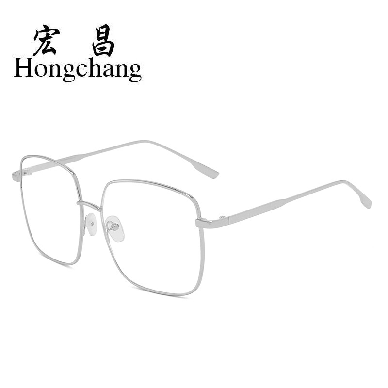 2022 New Blue Film Flat Mirror Large Frame Metal Frame Trendy Student Glasses Men's and Women's Stall Hot Selling Explosions