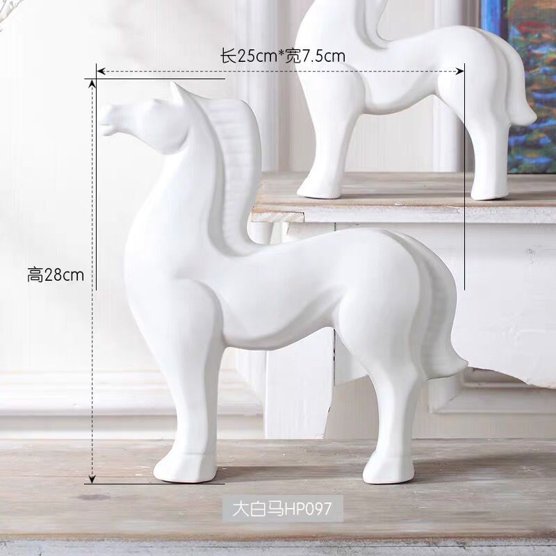 北欧家居装饰品简约陶瓷工艺品马摆件客厅电视柜酒柜软装摆设批发