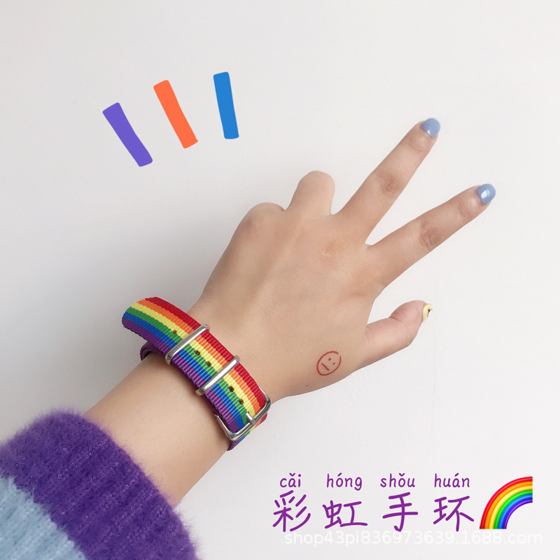 Korean Ins Hyuna Style Girl Heart Rainbow Bracelet Soft Girl Cool Couple Student Bracelet Best Friend Bracelet Gift