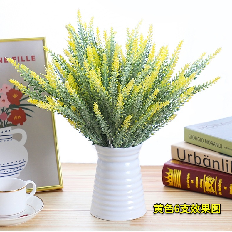 麦穗5叉植绒薰衣草仿真家居装饰植绒仿真植物人造花束仿真花批发