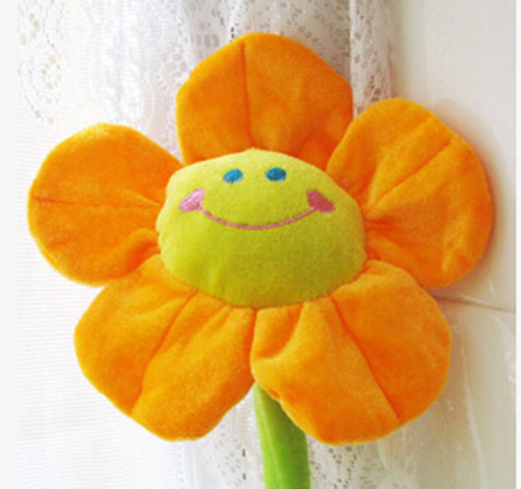 现货批发卡通太阳花窗帘扣毛绒玩具创意礼物公仔娃娃向日葵花束