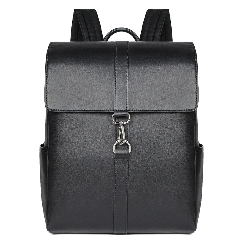 Balo Da Thật Nappa Đựng Laptop 14 Inch Phong Cách Casual Màu Đen