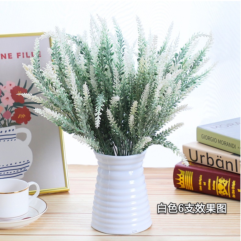 麦穗5叉植绒薰衣草仿真家居装饰植绒仿真植物人造花束仿真花批发