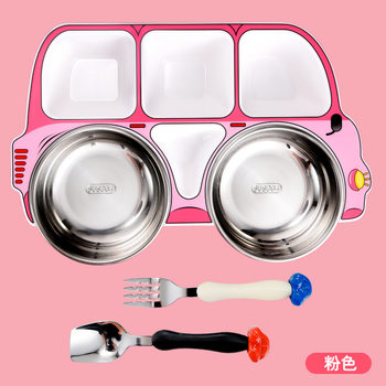 304 Tableware Removable and Washable Car Dinner Plate Household Partition Creative Plate Cartoon Dinner Plate Non-Toxic Drop-Resistant Set