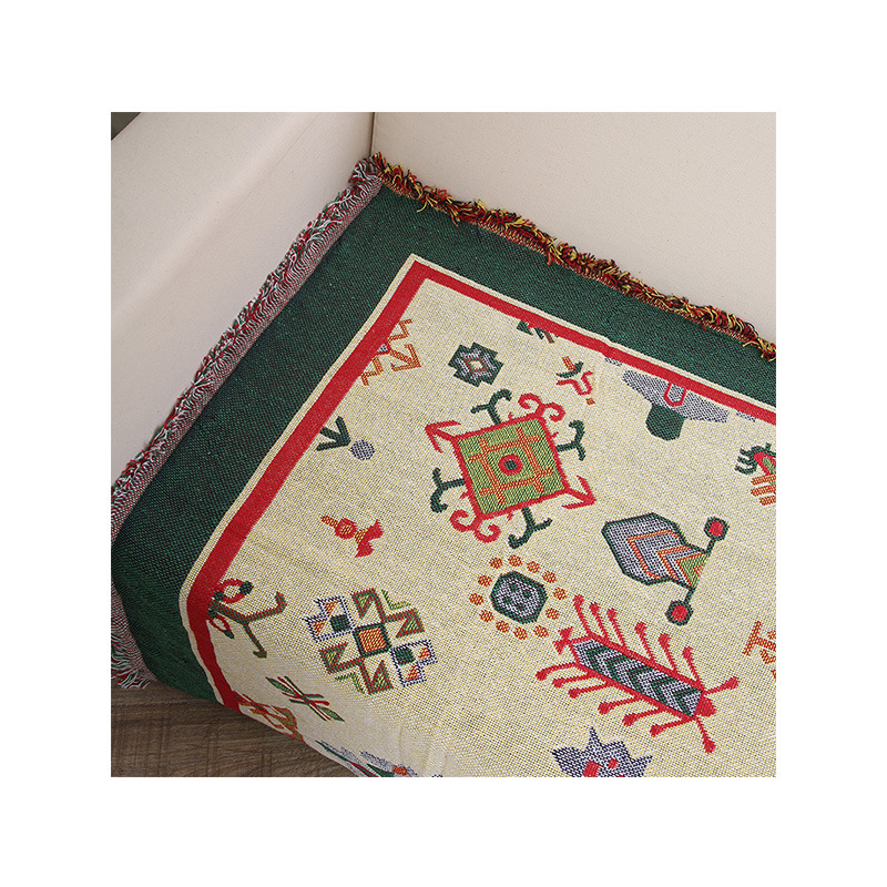 Dulcis Sofa Blanket Cover Blanket Xizang Style Ins Thickeneded Double-Sided Three-Layer Cotton Blanket Sofa Towel Cover Blanket Manufacturer Wholesale