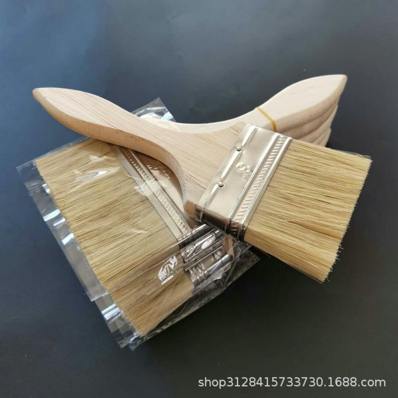 Wholesale Pig Brush Thickened Paint Brush Marine Roller Brush Industrial Wooden Handle Brush Barbecue Brush Ordinary Brown Brush