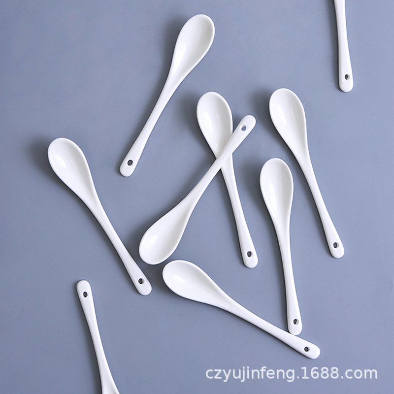 Factory direct 13CM ceramic coffee spoon seasoning stirring spoon wholesale advertising cup ceramic spoon wholesale