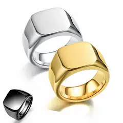 Cross-Border Popular Accessories European and American Personalized Titanium Steel Rings for Men Retro Cast Square Plain Ring Wholesale