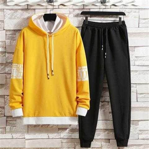 一件代发2023春秋新款男港风蚂蚁布时尚潮流卫衣运动套装潮卫衣