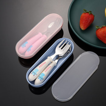 Creative cartoon 304 stainless steel Children's tableware baby feeding cute spoon Fork mother and baby small gift set