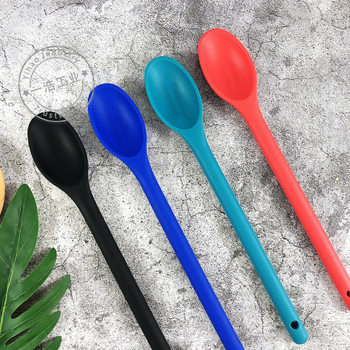 Stock kitchen tools integrated solid color lengthened handle large silicone salad denser silicone spoon large dense