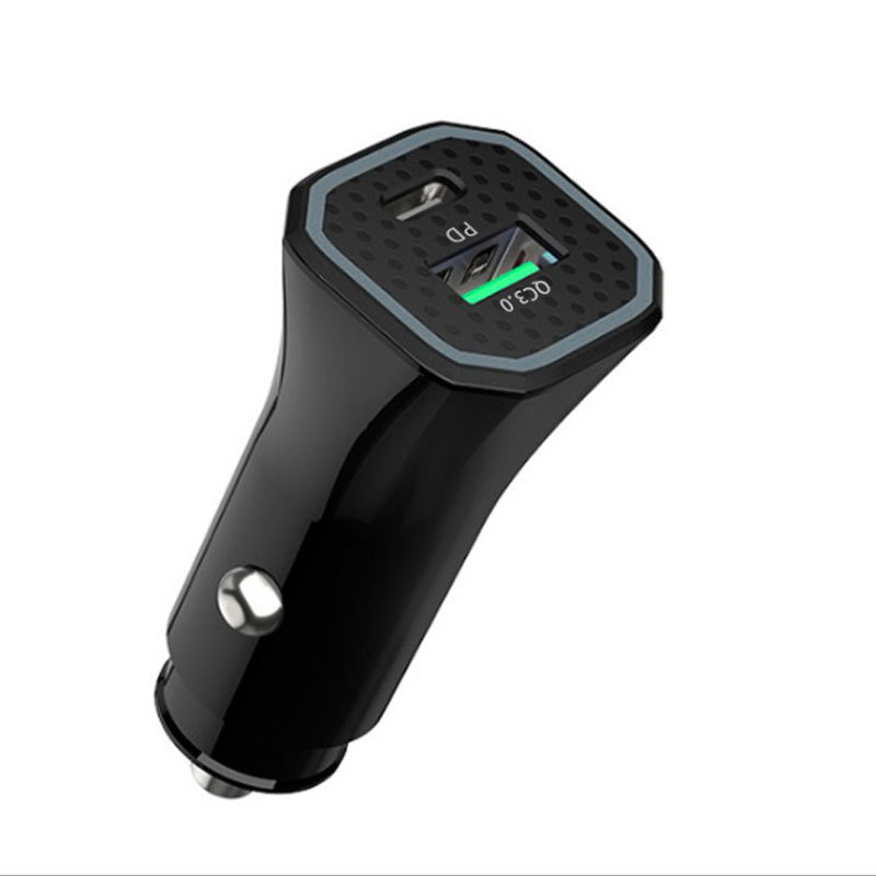 Cross-border car mobile phone charger dual PD30W fast charging for Android Apple flash charging small gang gun adapter