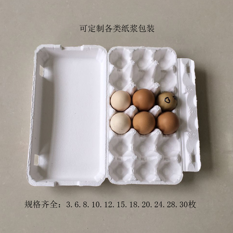 Spot White Pulp 18 Pieces Paper Pulp Egg Tray Fully Degradable Egg Carton Disposable Paper Egg Packaging Wholesale Paper Egg Tray