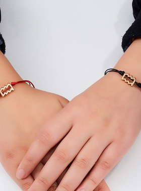 新款十二星座手链时尚创意红绳黑绳符号版星座纸卡手链情侣款